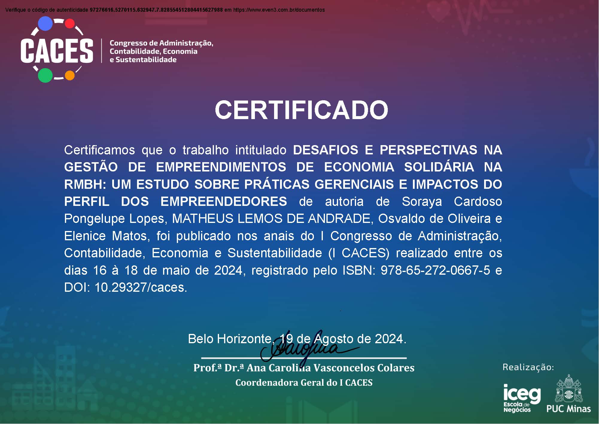 Trabalho sobre Economia Solidária é destaque no I CACES com participação do CEDUCVR